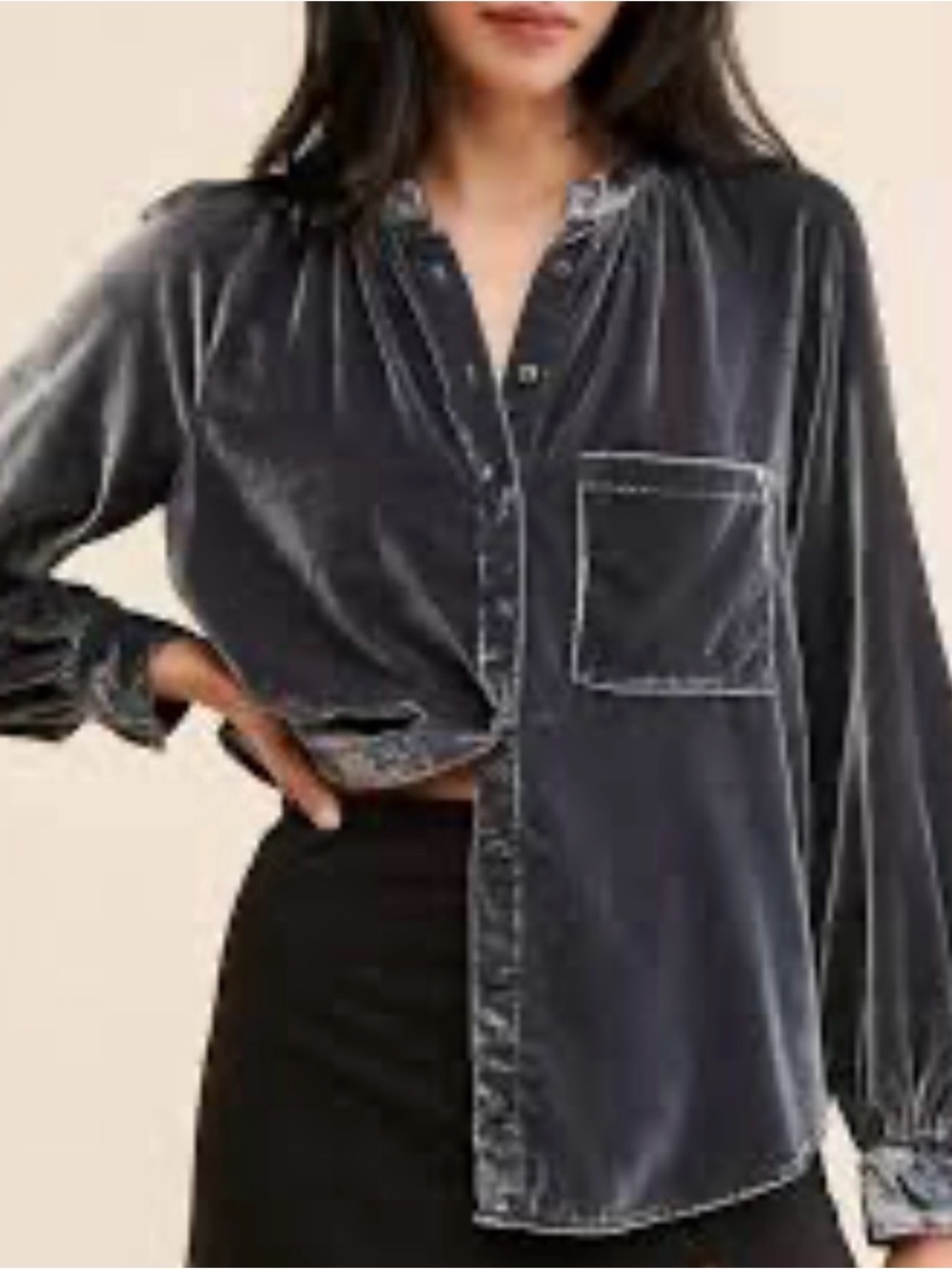Anthropologie Pilcro Velvet Femme Buttondown Shirt